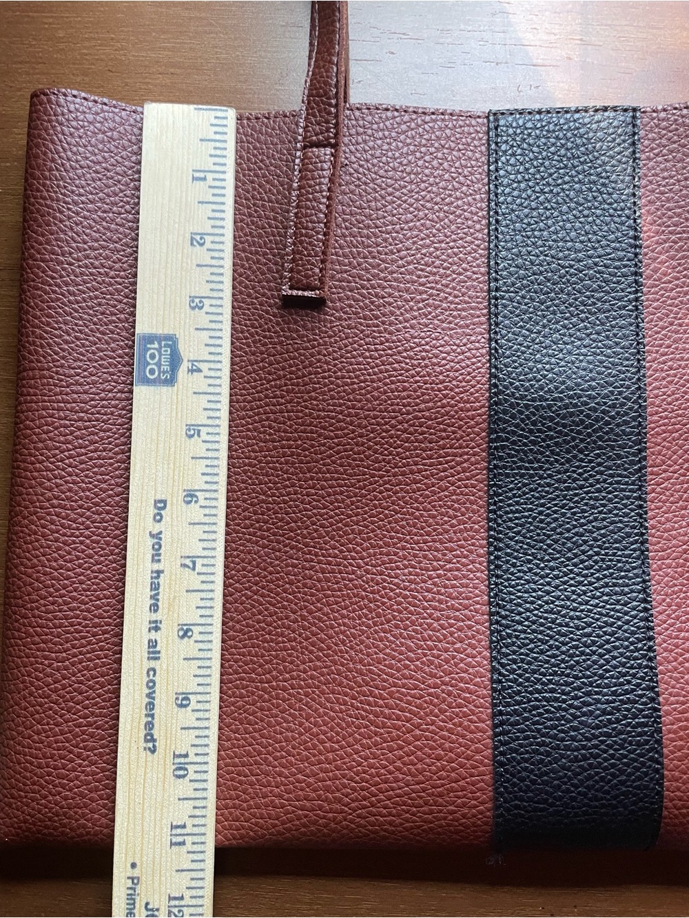 VINCE CAMUTO Luck Brown w/ Black Stripe Vegan Leather Tote Bag - Picture 10 of 10